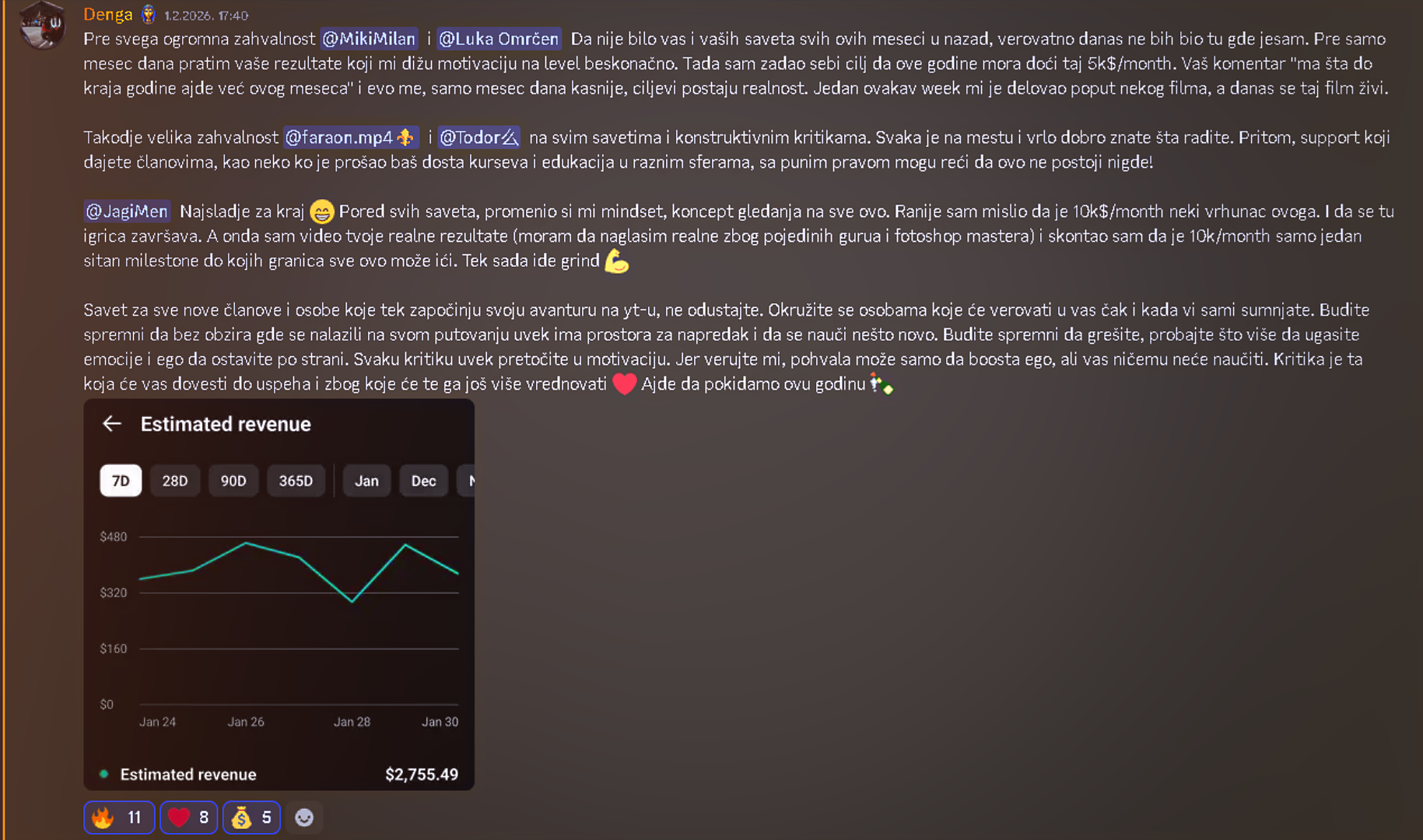 Denga testimonial - uspjeh člana